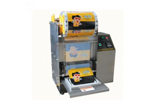 Máy ép nắp hộp vuông bán tự động hộp 18*12cm